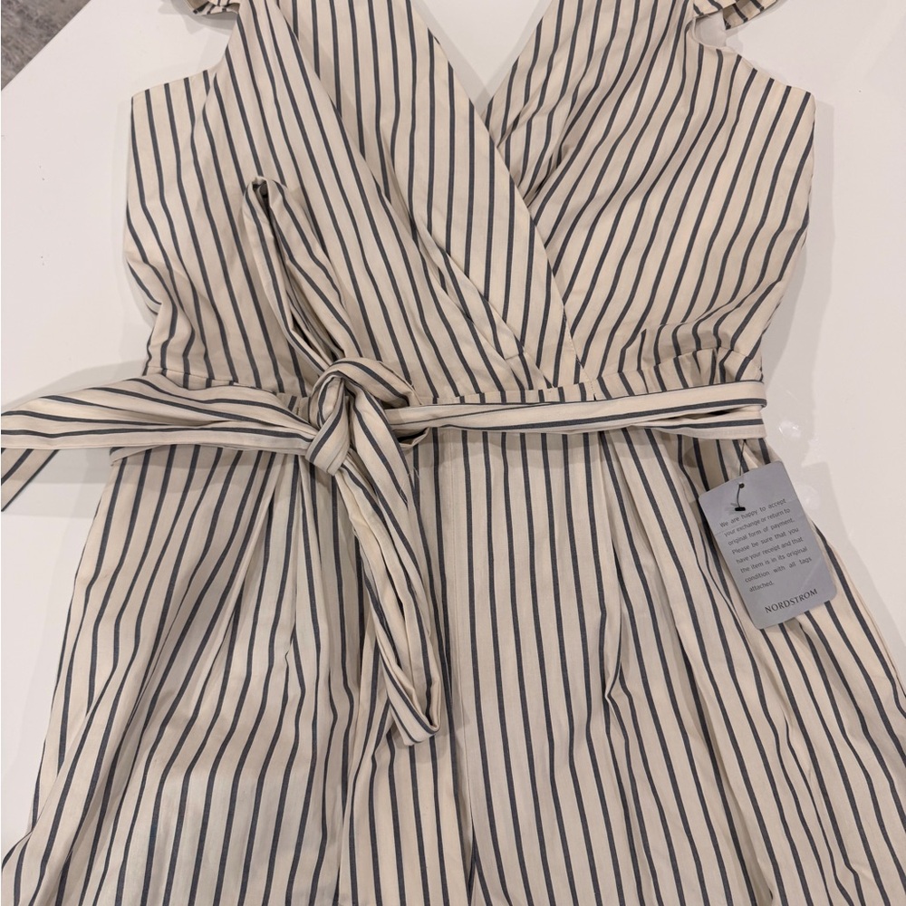 Nordstrom black and cream Striped jumpsuit